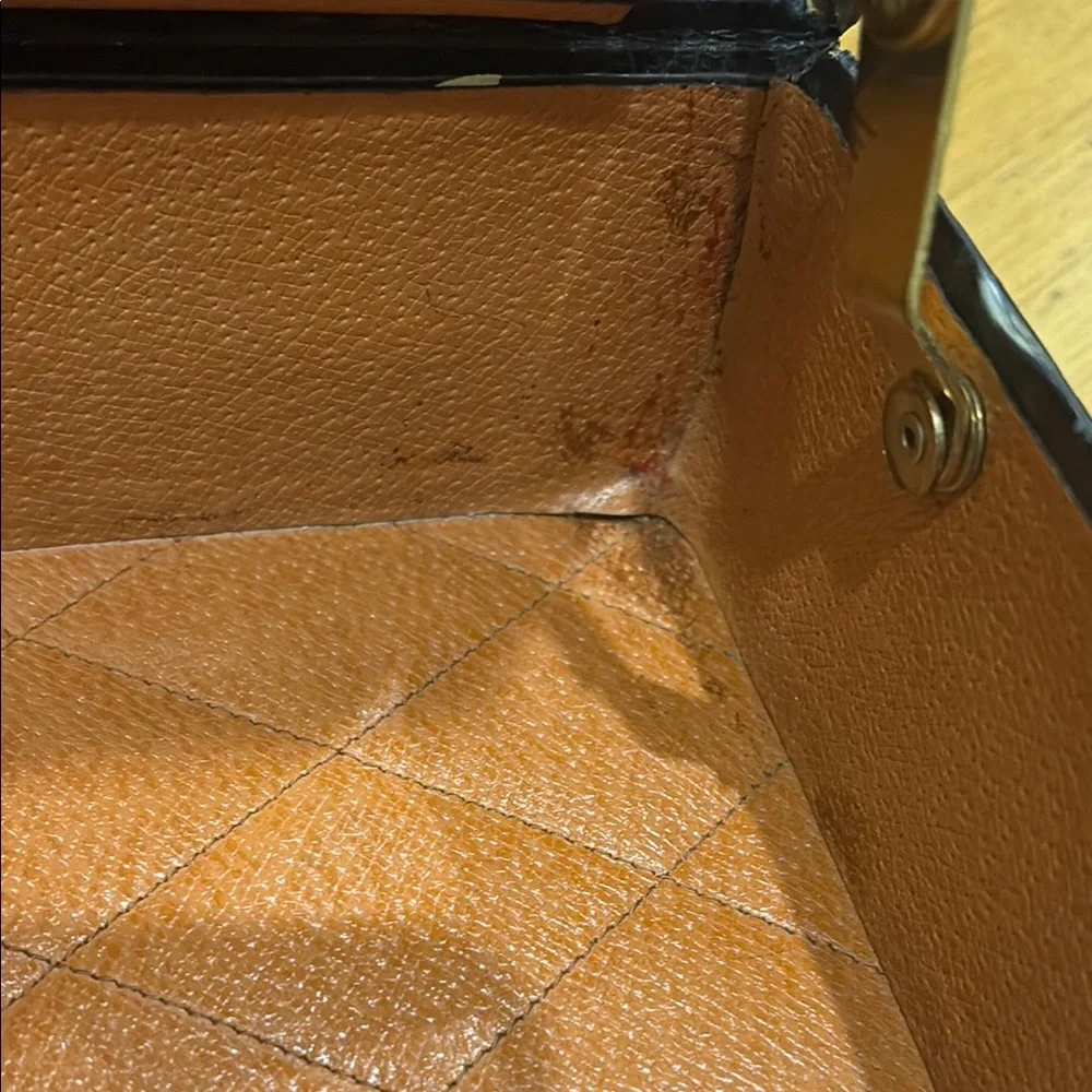 LUXURY Fred’s of Paris (Jeweler) Black Crocodile-Embossed Leather Briefcase.